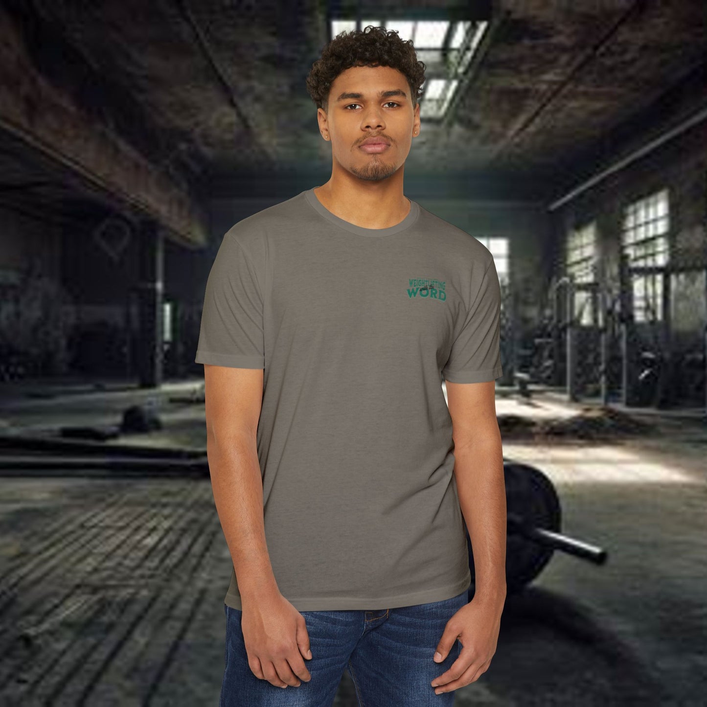 "Weightlifting with the Word" – Spiritual Spotter Tee (Next Level 6210)