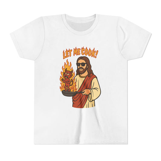 Youth Short Sleeve Tee - Let Me Cook! with Inspirational Bible Verse