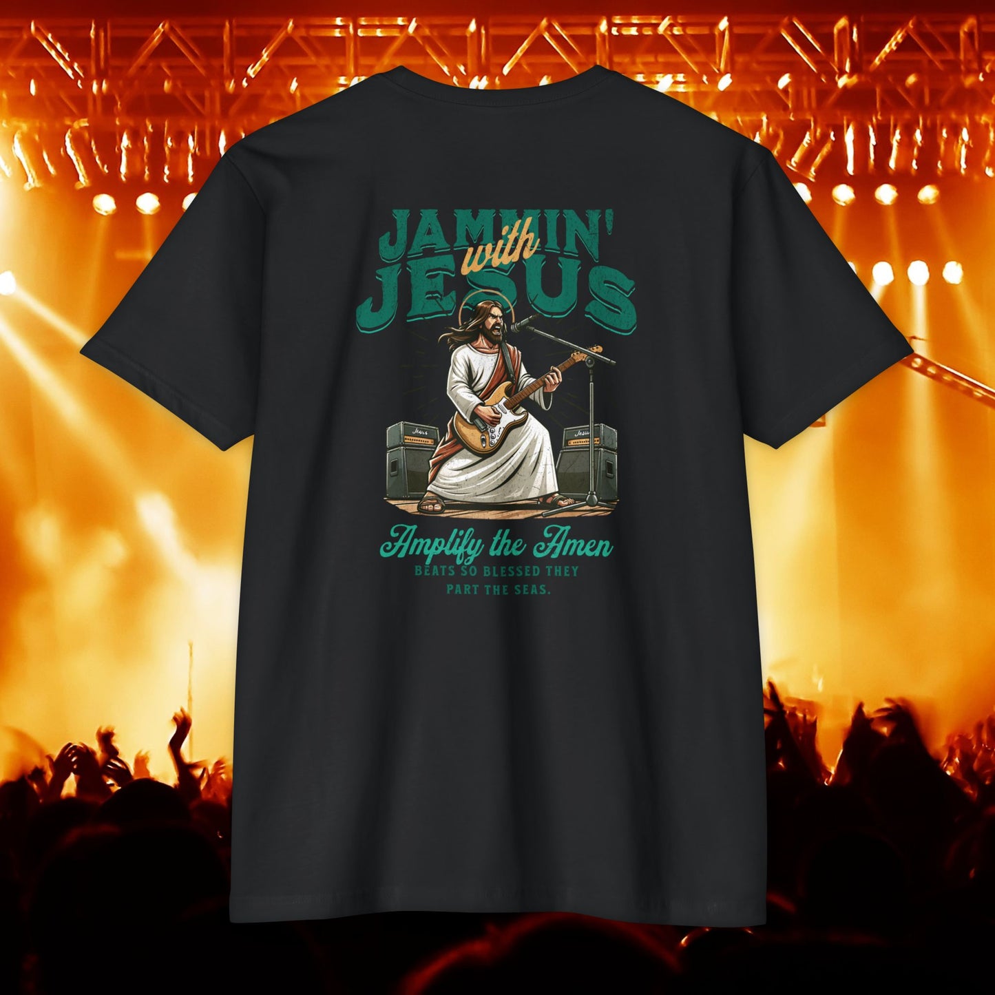 Jammin' Jesus Unisex CVC T-Shirt | Faith-Based Graphic Tee, Music Lover Gift, Casual Wear, Church Outing, Christian Apparel