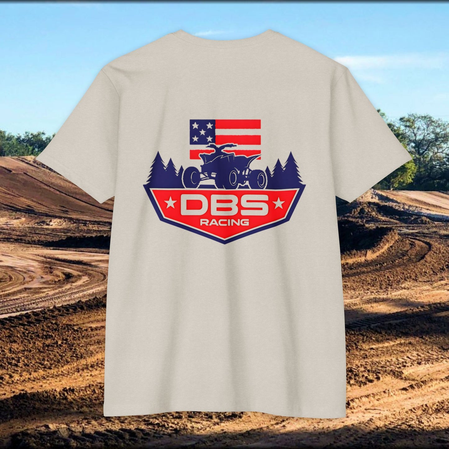 DBS Racing Unisex Sueded T-Shirt, Cool Racing Tee, Gift for Race Fans, Outdoor Adventure Gear, Patriotic Style