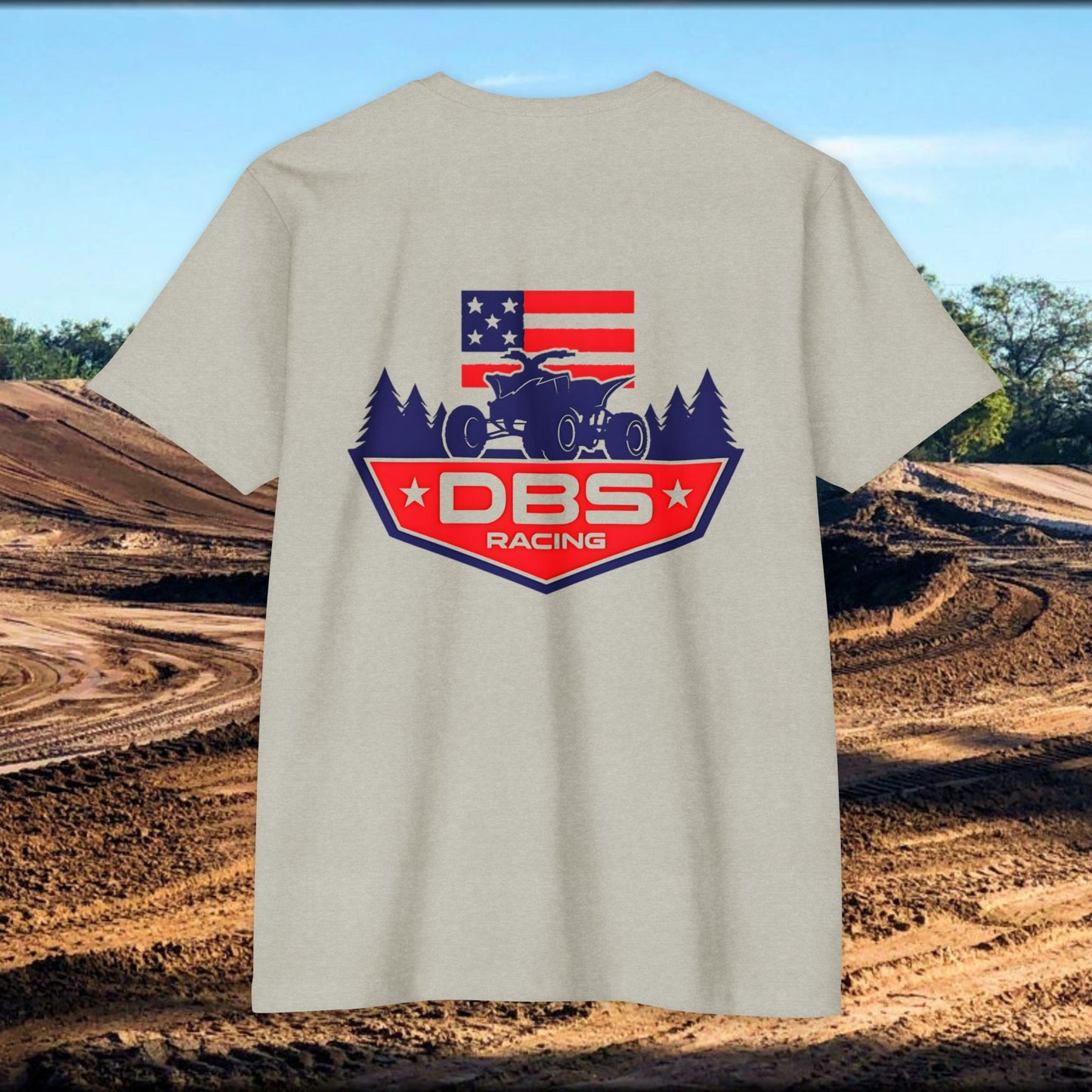 DBS Racing Unisex Sueded T-Shirt, Cool Racing Tee, Gift for Race Fans, Outdoor Adventure Gear, Patriotic Style