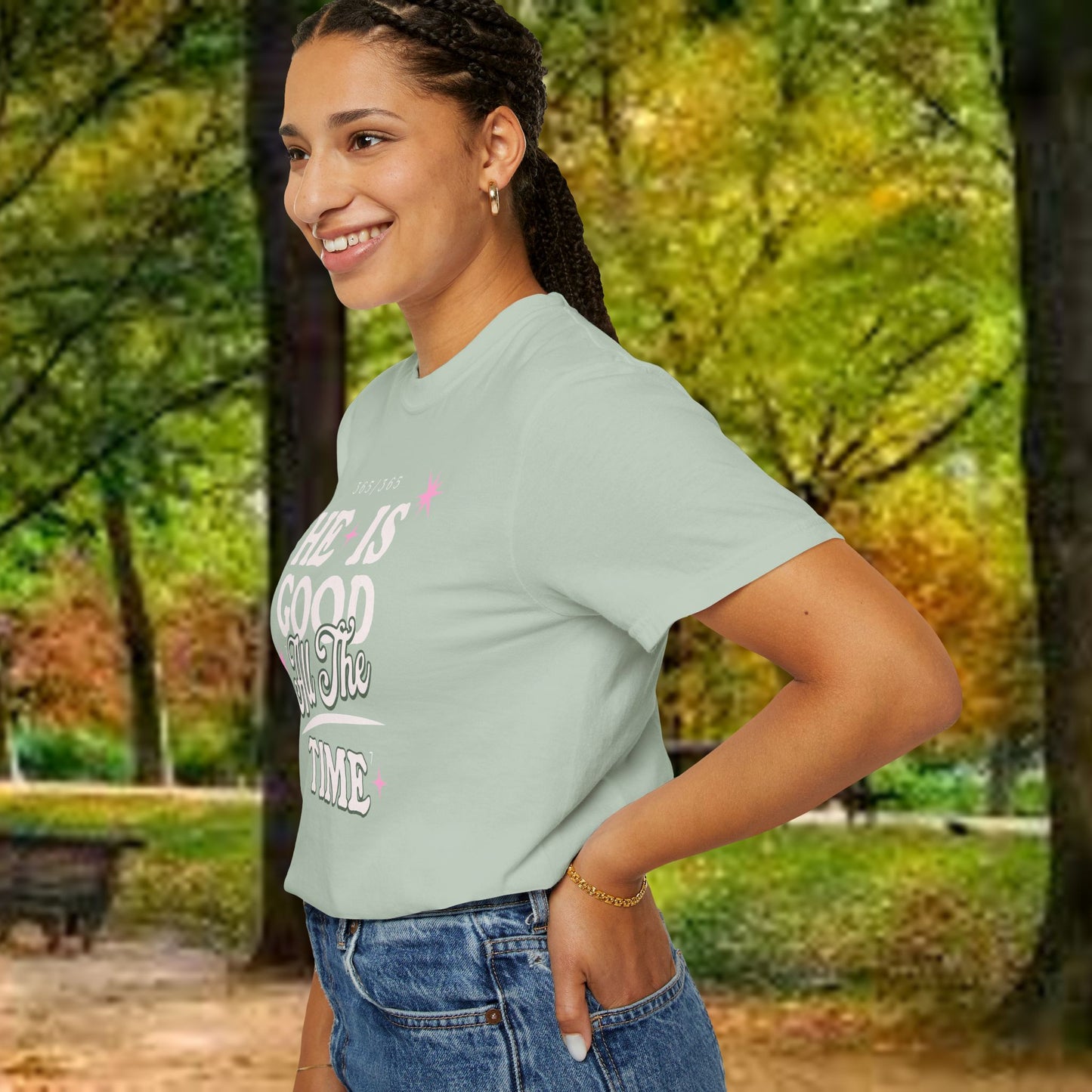 "He Is Good All The Time" Comfort Colors® 1717 Christian Tee