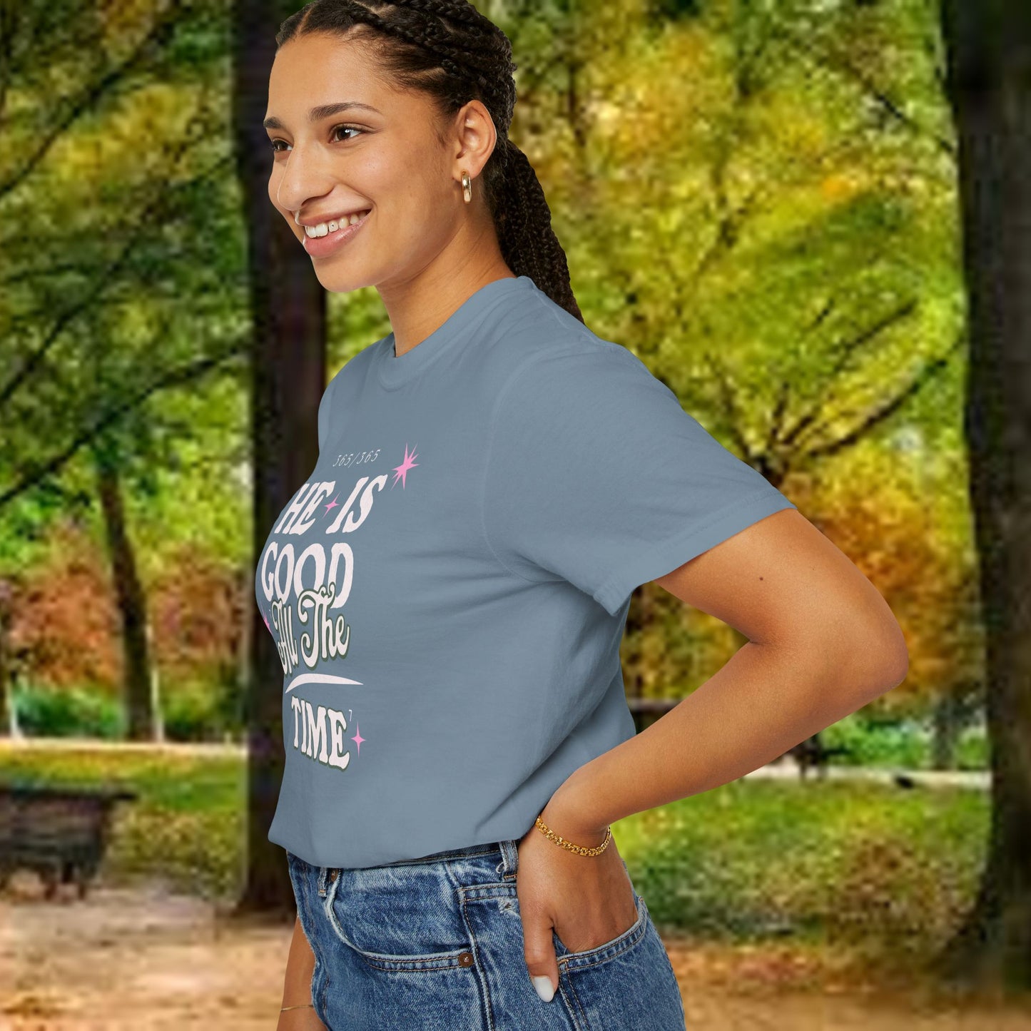 "He Is Good All The Time" Comfort Colors® 1717 Christian Tee