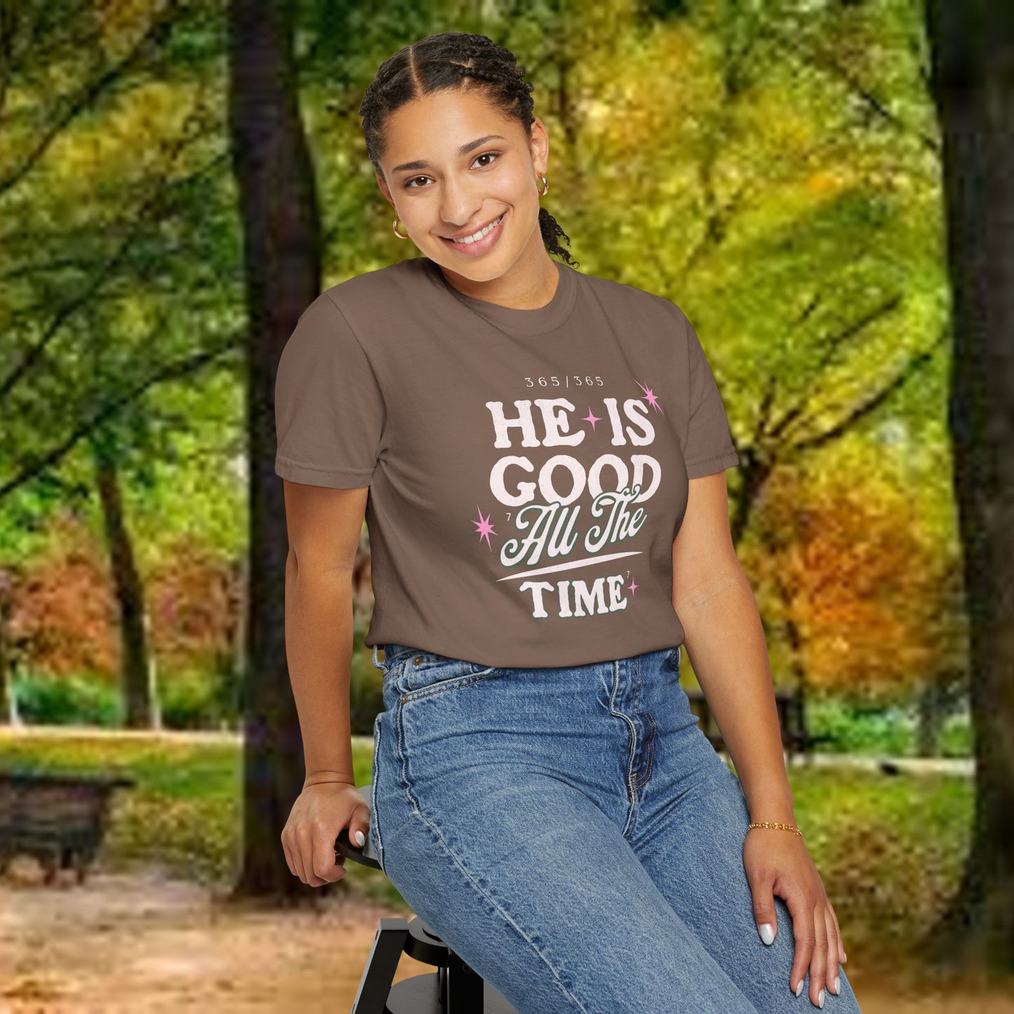 "He Is Good All The Time" Comfort Colors® 1717 Christian Tee