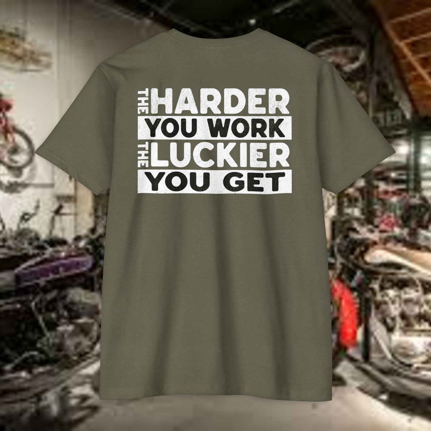 Hard Work = Luck Tee – Grit & Grind Motivational Shirt (Next Level 6210)
