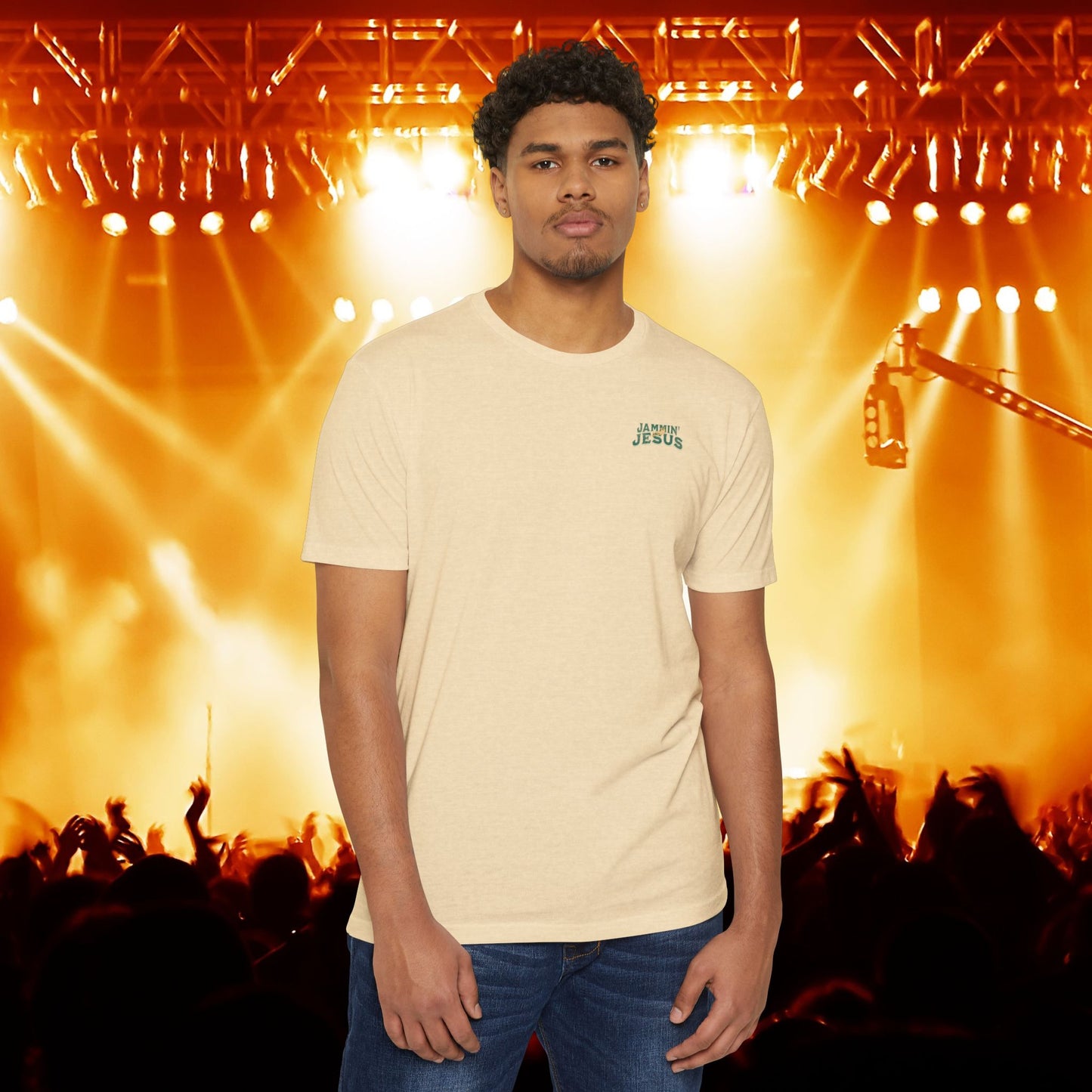 Jammin' Jesus Unisex CVC T-Shirt | Faith-Based Graphic Tee, Music Lover Gift, Casual Wear, Church Outing, Christian Apparel