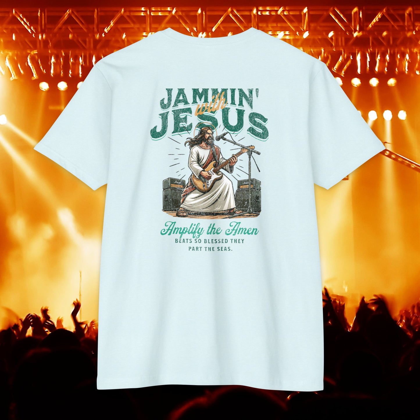 Jammin' Jesus Unisex CVC T-Shirt | Faith-Based Graphic Tee, Music Lover Gift, Casual Wear, Church Outing, Christian Apparel
