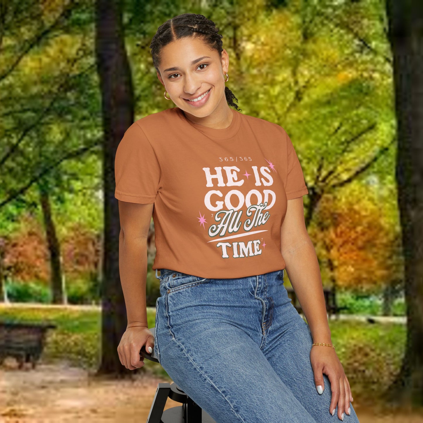 "He Is Good All The Time" Comfort Colors® 1717 Christian Tee