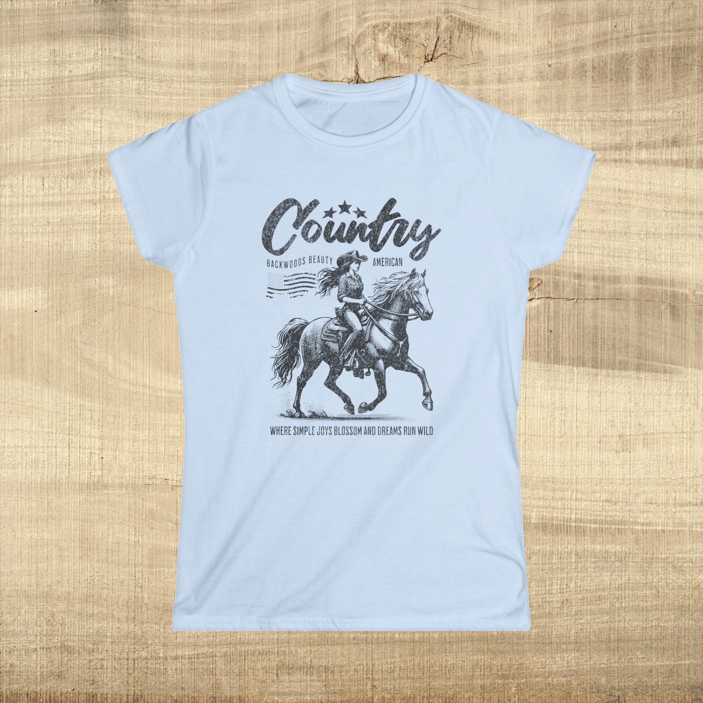 Country Girl Horse Shirt Western Cowgirl Graphic Tee Backwoods Beauty Top