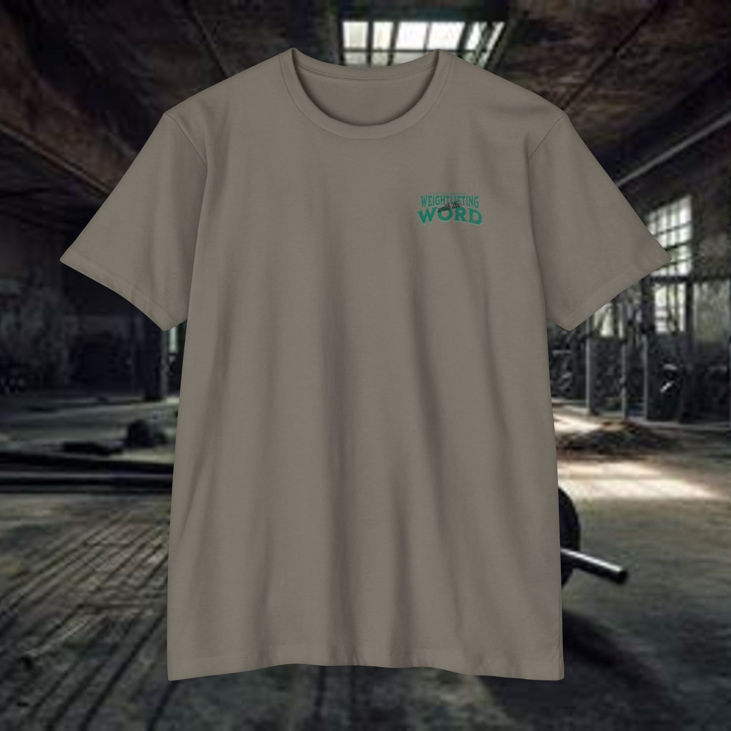 "Weightlifting with the Word" – Spiritual Spotter Tee (Next Level 6210)