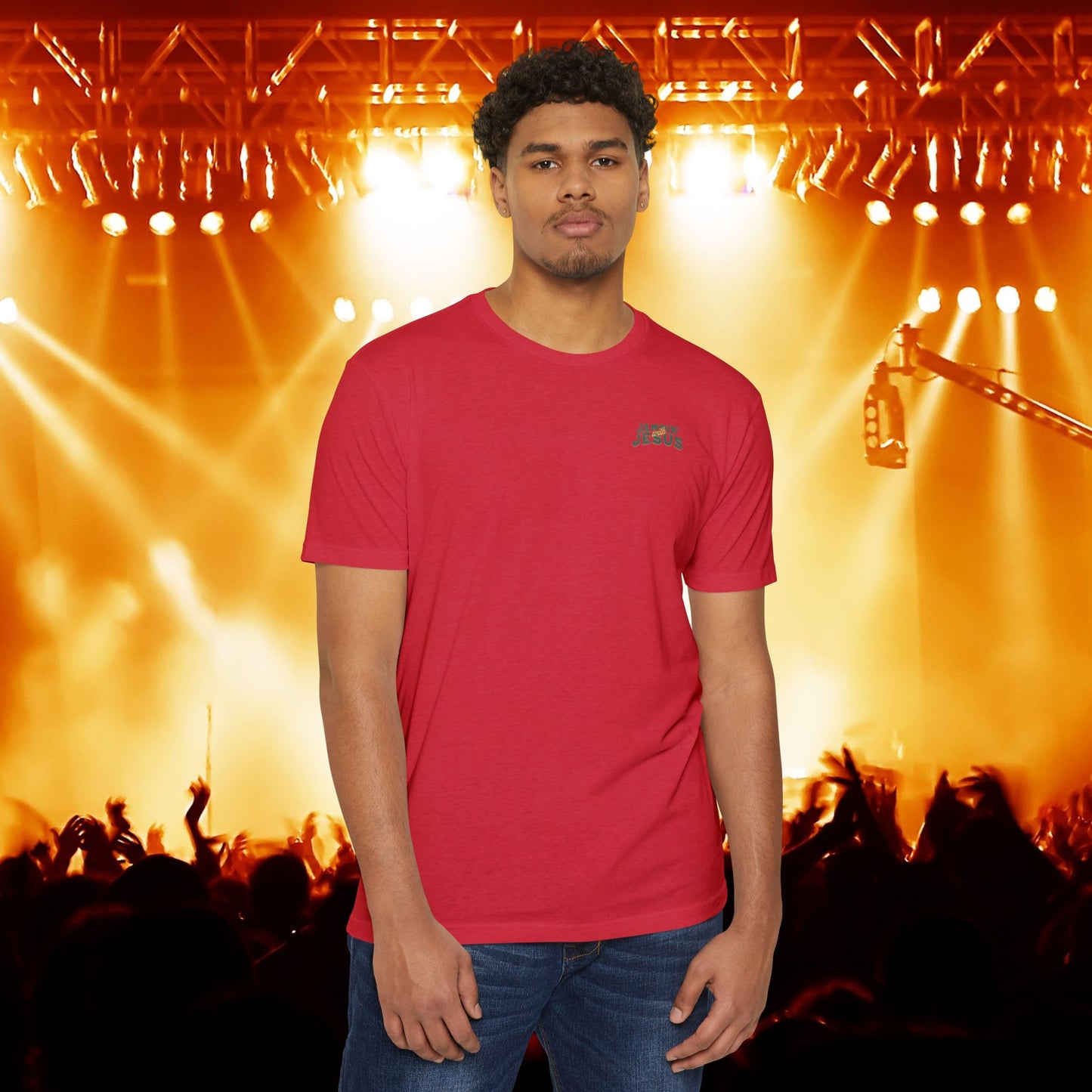 Jammin' Jesus Unisex CVC T-Shirt | Faith-Based Graphic Tee, Music Lover Gift, Casual Wear, Church Outing, Christian Apparel