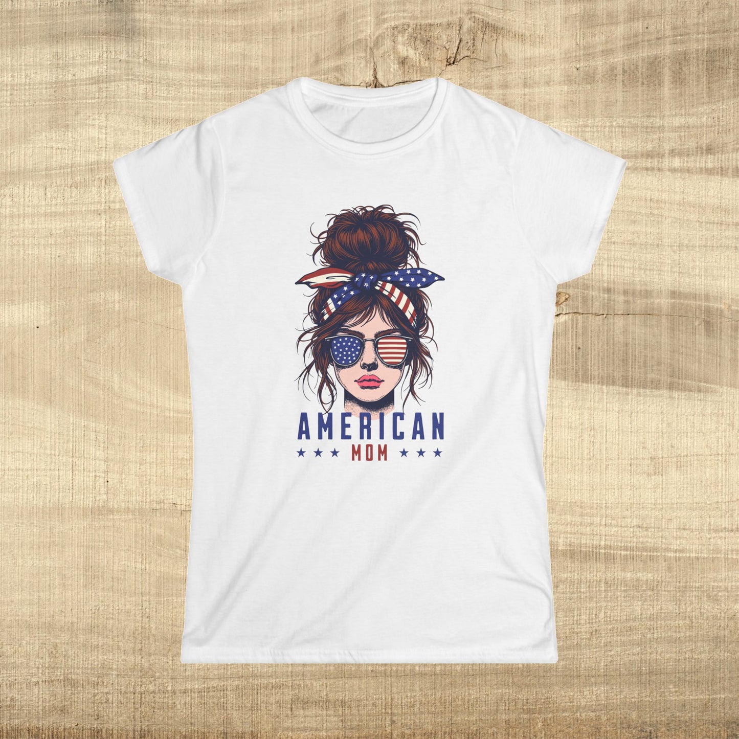 American Mom Graphic Tee, Patriotic T-Shirt for Mothers, Independence Day Apparel, Casual Summer Wear, Gifts for Moms
