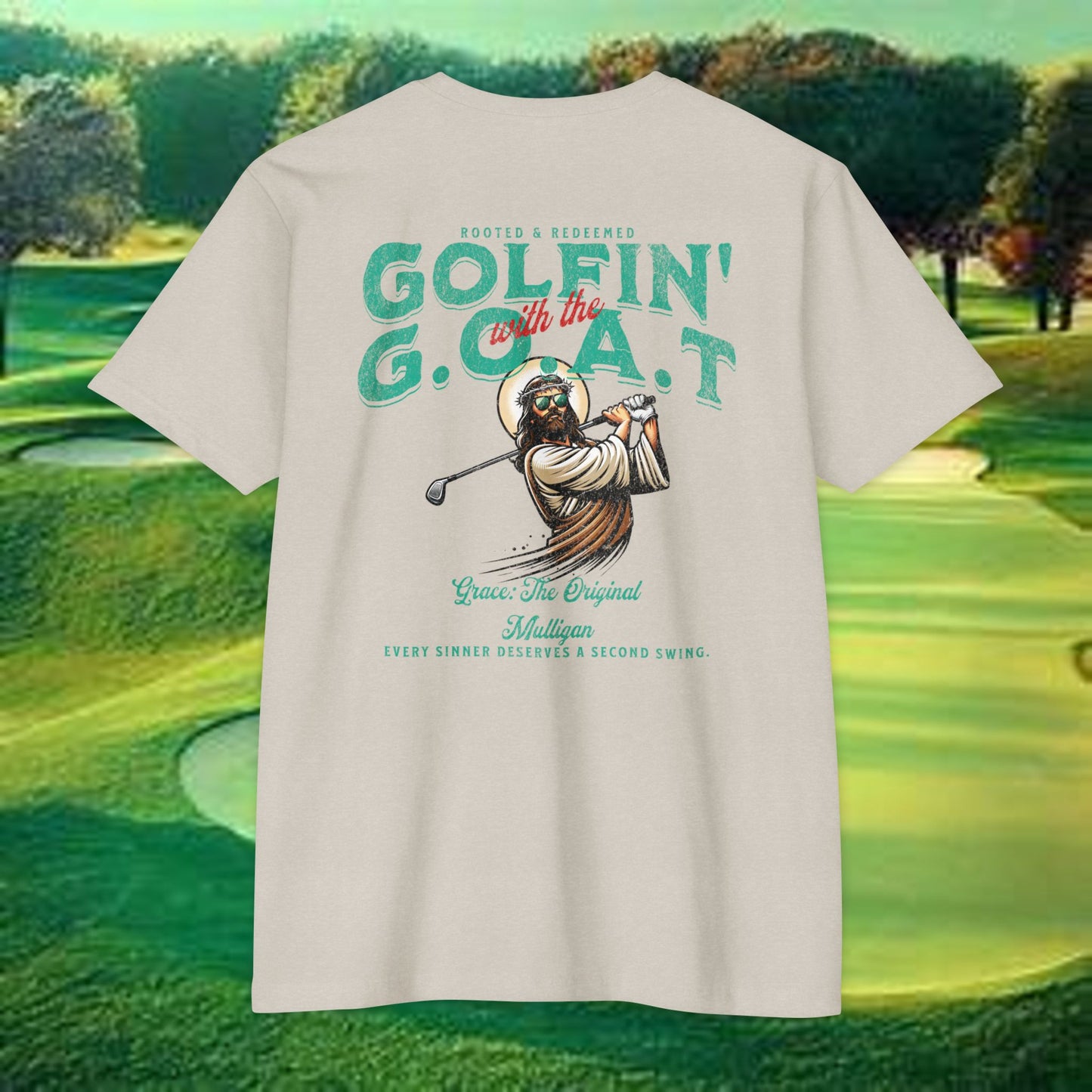 Golfin with the GOAT Tee  Jesus Golf Shirt, Mulligan Grace Christian Tee