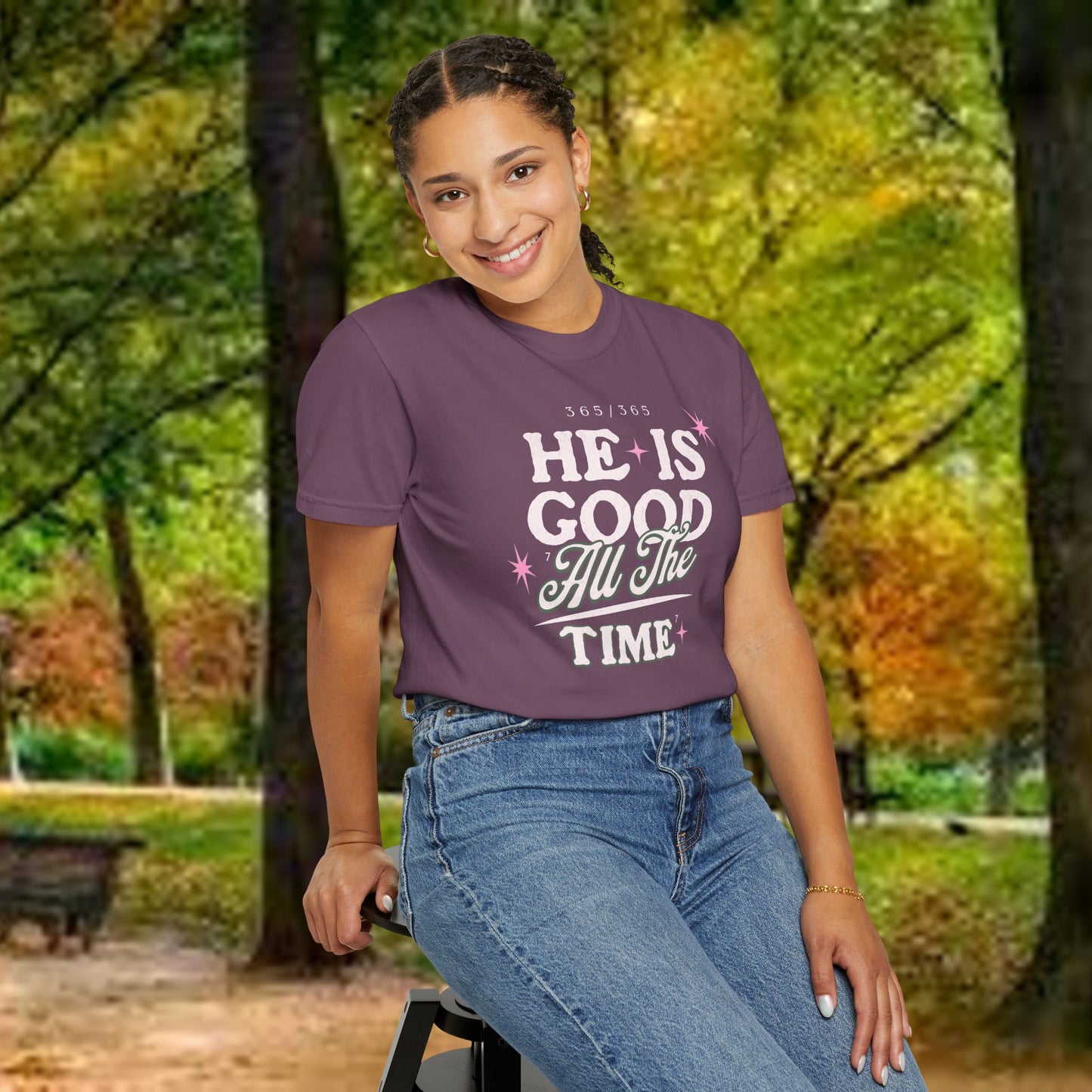 "He Is Good All The Time" Comfort Colors® 1717 Christian Tee