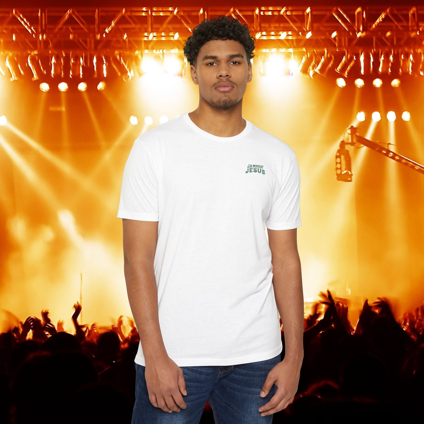Jammin' Jesus Unisex CVC T-Shirt | Faith-Based Graphic Tee, Music Lover Gift, Casual Wear, Church Outing, Christian Apparel