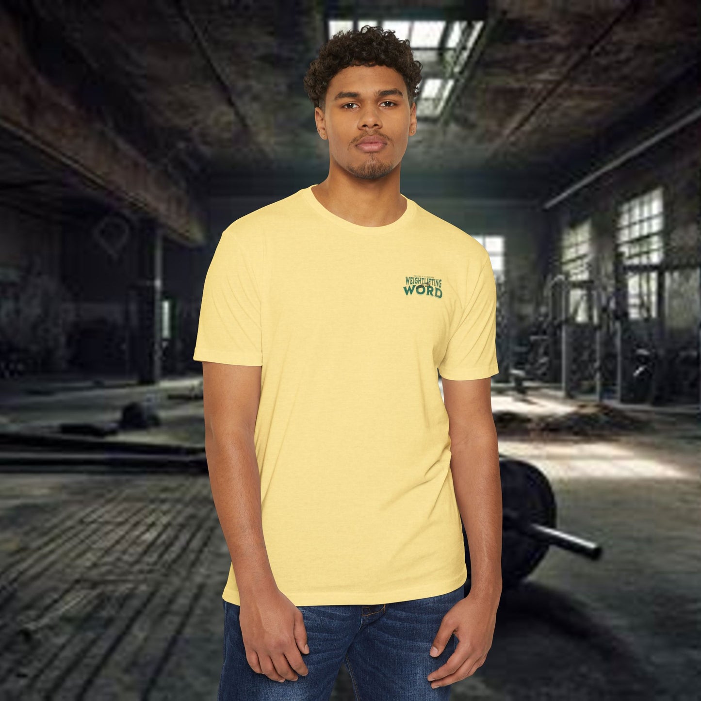 "Weightlifting with the Word" – Spiritual Spotter Tee (Next Level 6210)