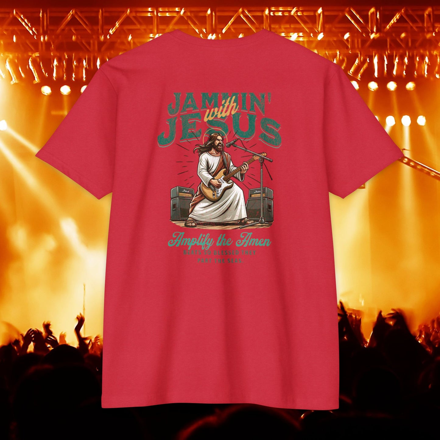 Jammin' Jesus Unisex CVC T-Shirt | Faith-Based Graphic Tee, Music Lover Gift, Casual Wear, Church Outing, Christian Apparel