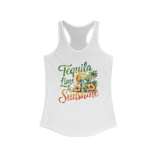 Tropical Vibes Racerback Tank, Tequila Lime Sunshine Shirt, Summer Workout Tank, Beachwear, Perfect Gift for Vacations