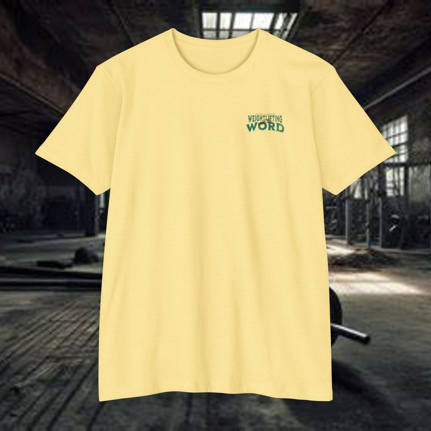 "Weightlifting with the Word" – Spiritual Spotter Tee (Next Level 6210)