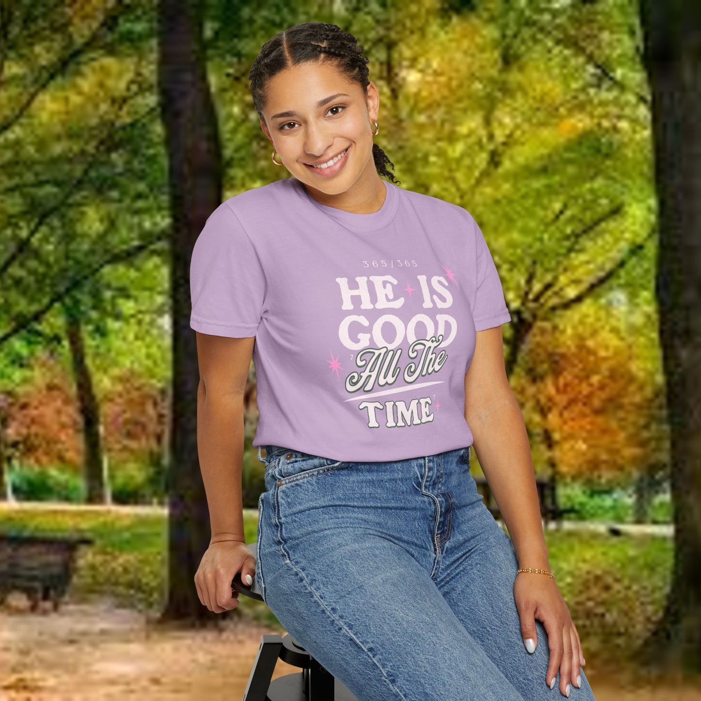 "He Is Good All The Time" Comfort Colors® 1717 Christian Tee