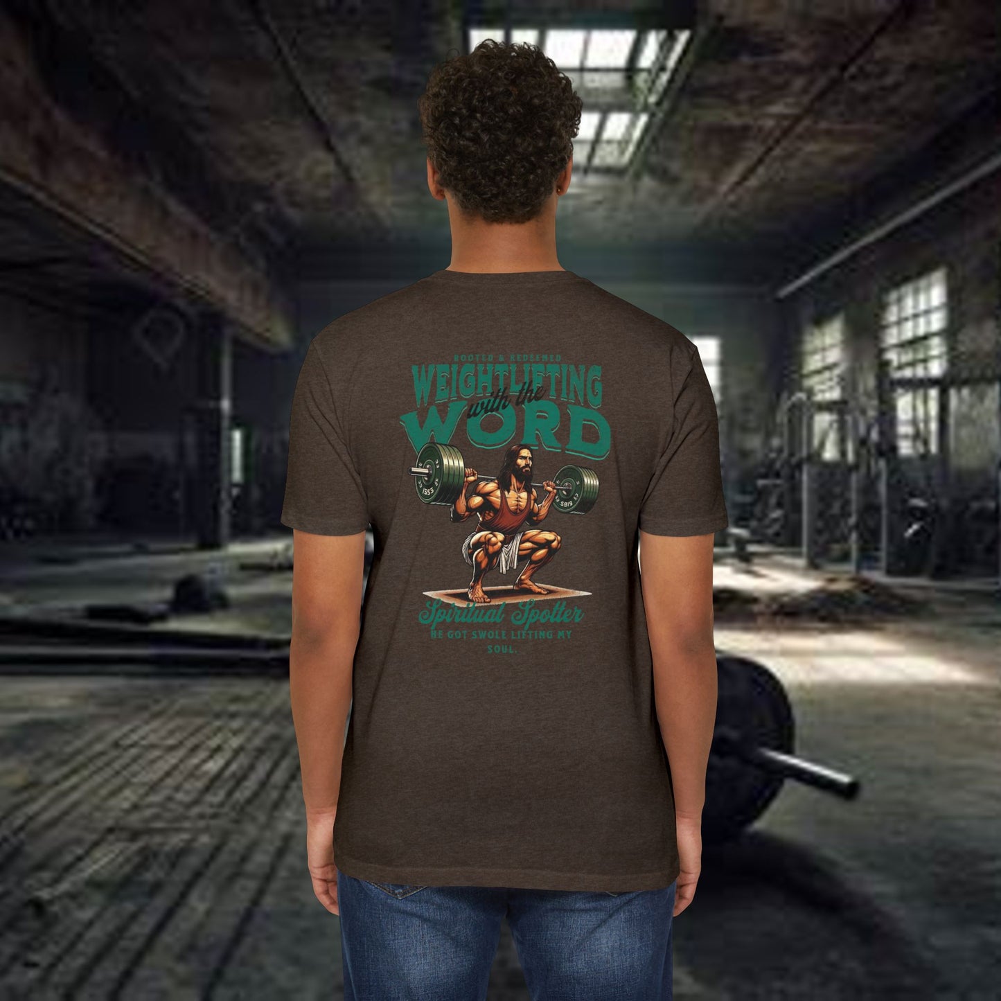 "Weightlifting with the Word" – Spiritual Spotter Tee (Next Level 6210)