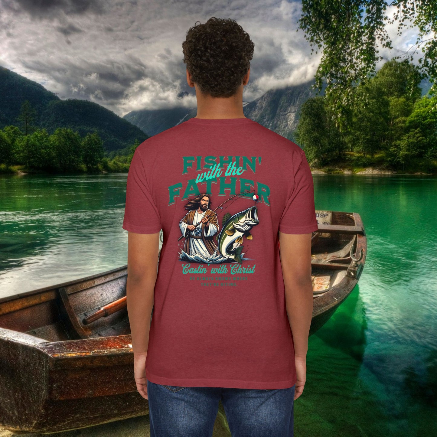 Fishing T-Shirt for Dad, Spiritual Dad Shirt, Father's Day Gift, Christian Fishing Apparel, Summer Outdoor Tee, Casual Graphic Top