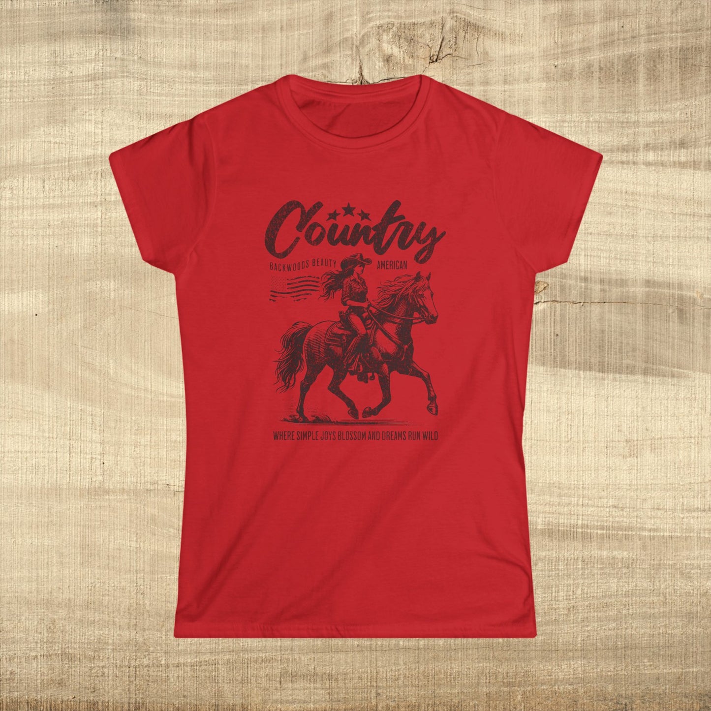 Country Girl Horse Shirt Western Cowgirl Graphic Tee Backwoods Beauty Top