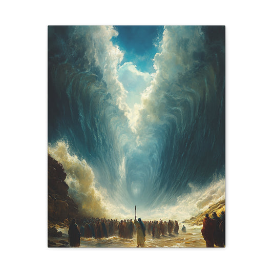 Stretched Canvas Art Print - Majestic Sky & Waves Scene, Wall Decor for Living Room, Home Office, Gift for Art Lovers, Inspirational, Moses