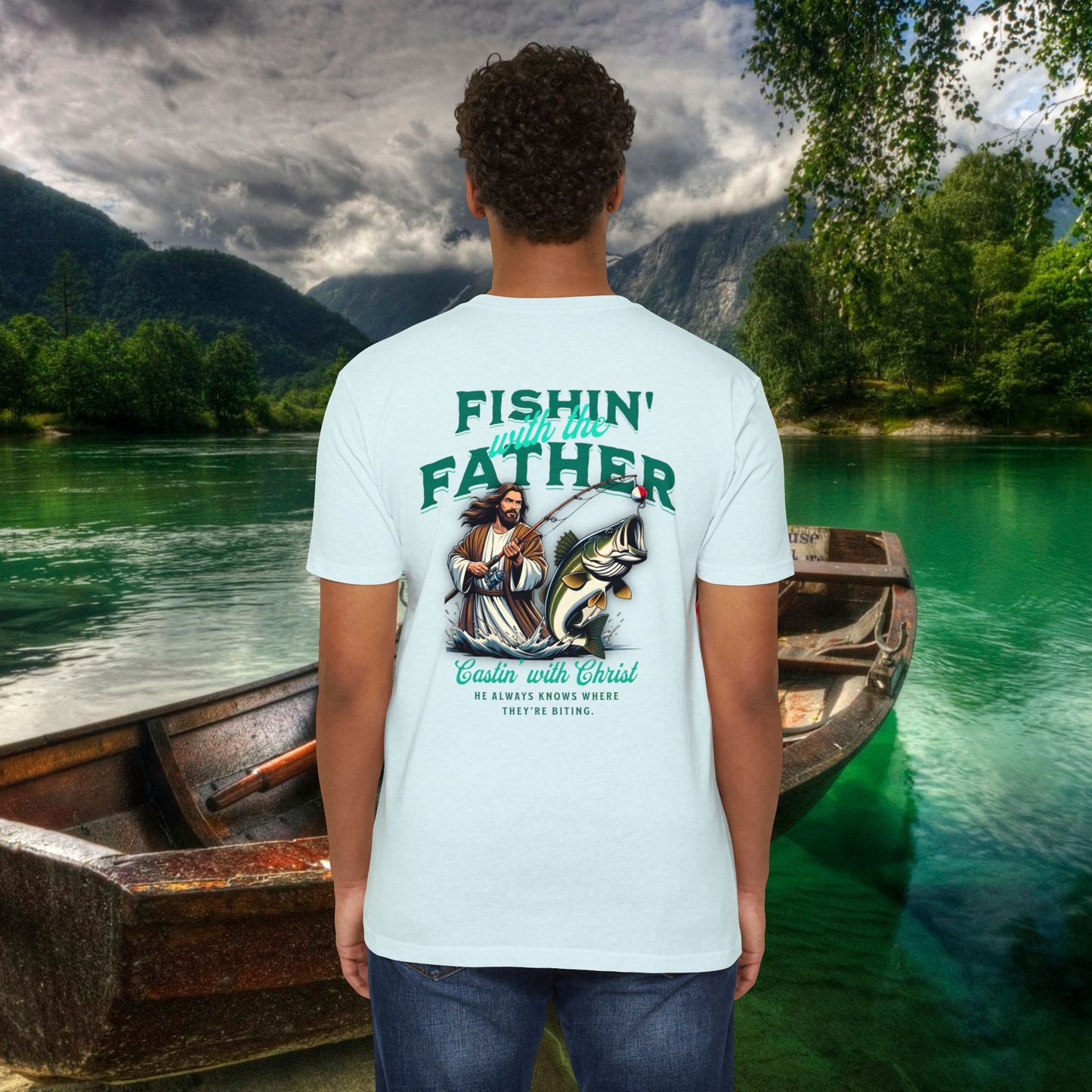 Fishing T-Shirt for Dad, Spiritual Dad Shirt, Father's Day Gift, Christian Fishing Apparel, Summer Outdoor Tee, Casual Graphic Top