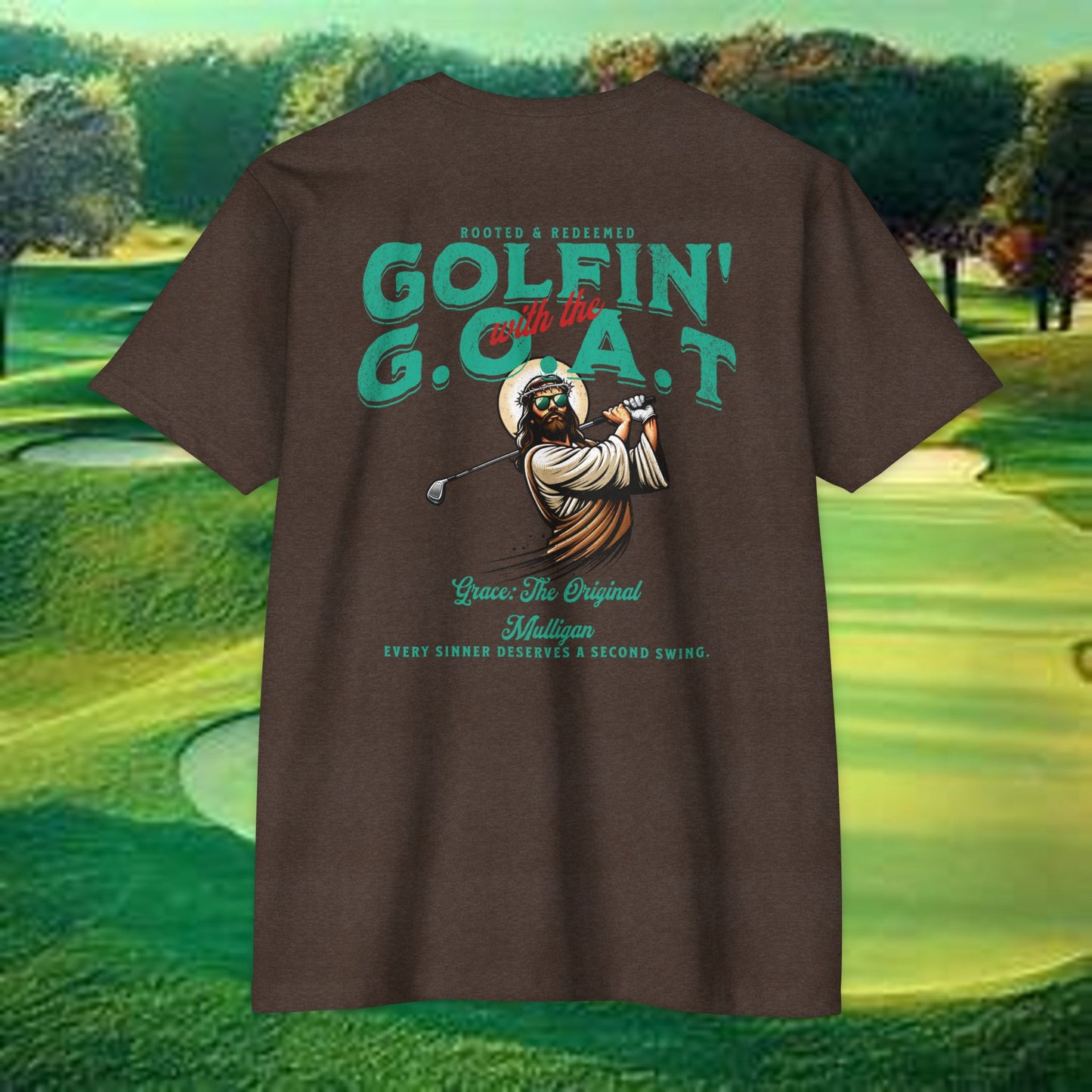 Golfin with the GOAT Tee  Jesus Golf Shirt, Mulligan Grace Christian Tee
