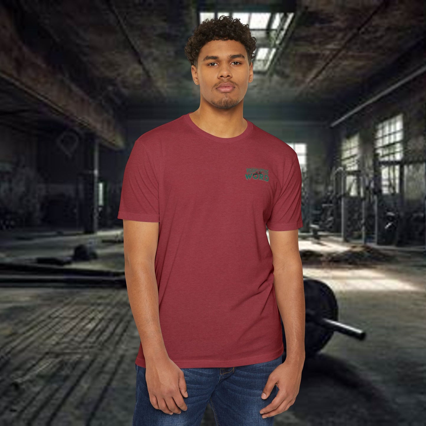 "Weightlifting with the Word" – Spiritual Spotter Tee (Next Level 6210)