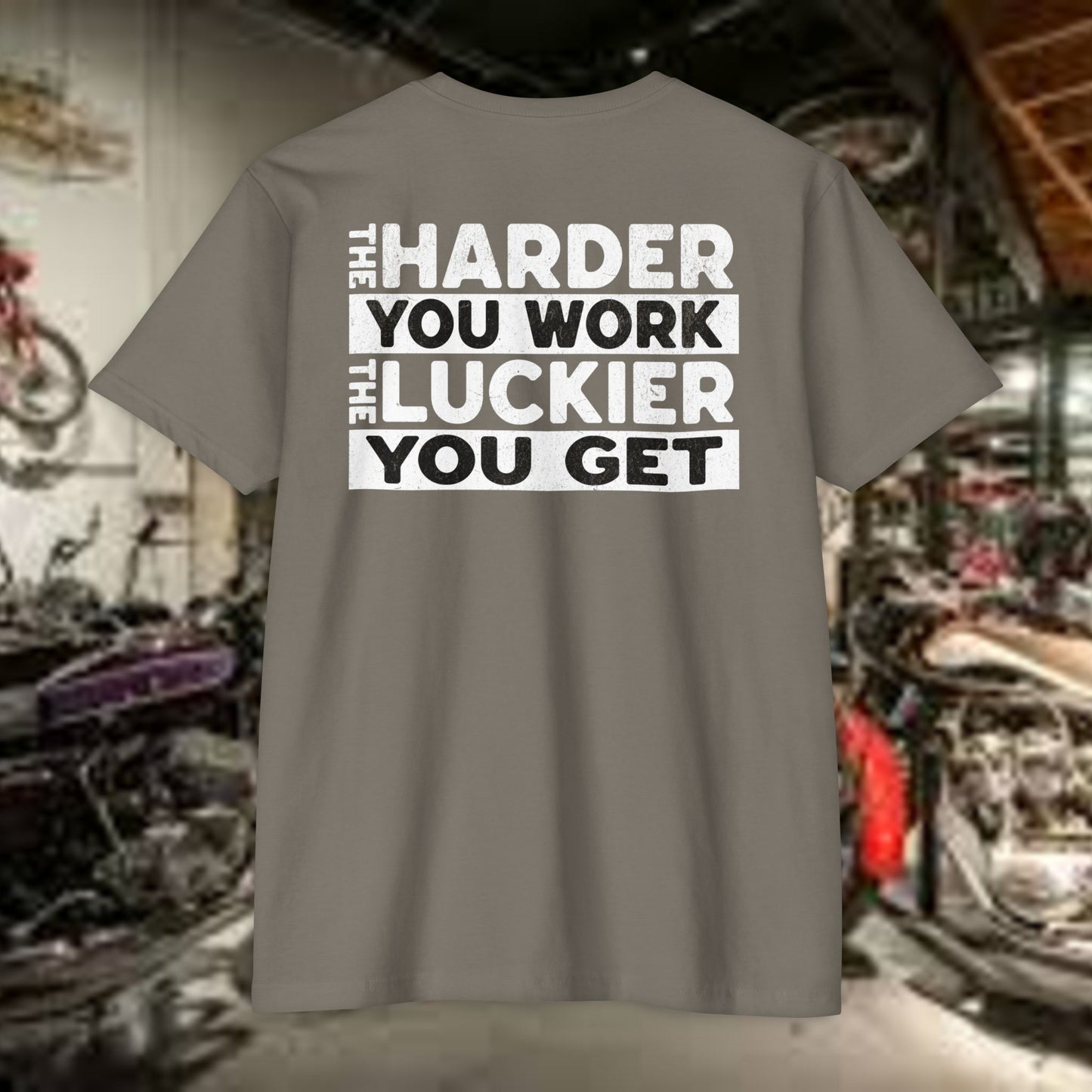 Hard Work = Luck Tee – Grit & Grind Motivational Shirt (Next Level 6210)
