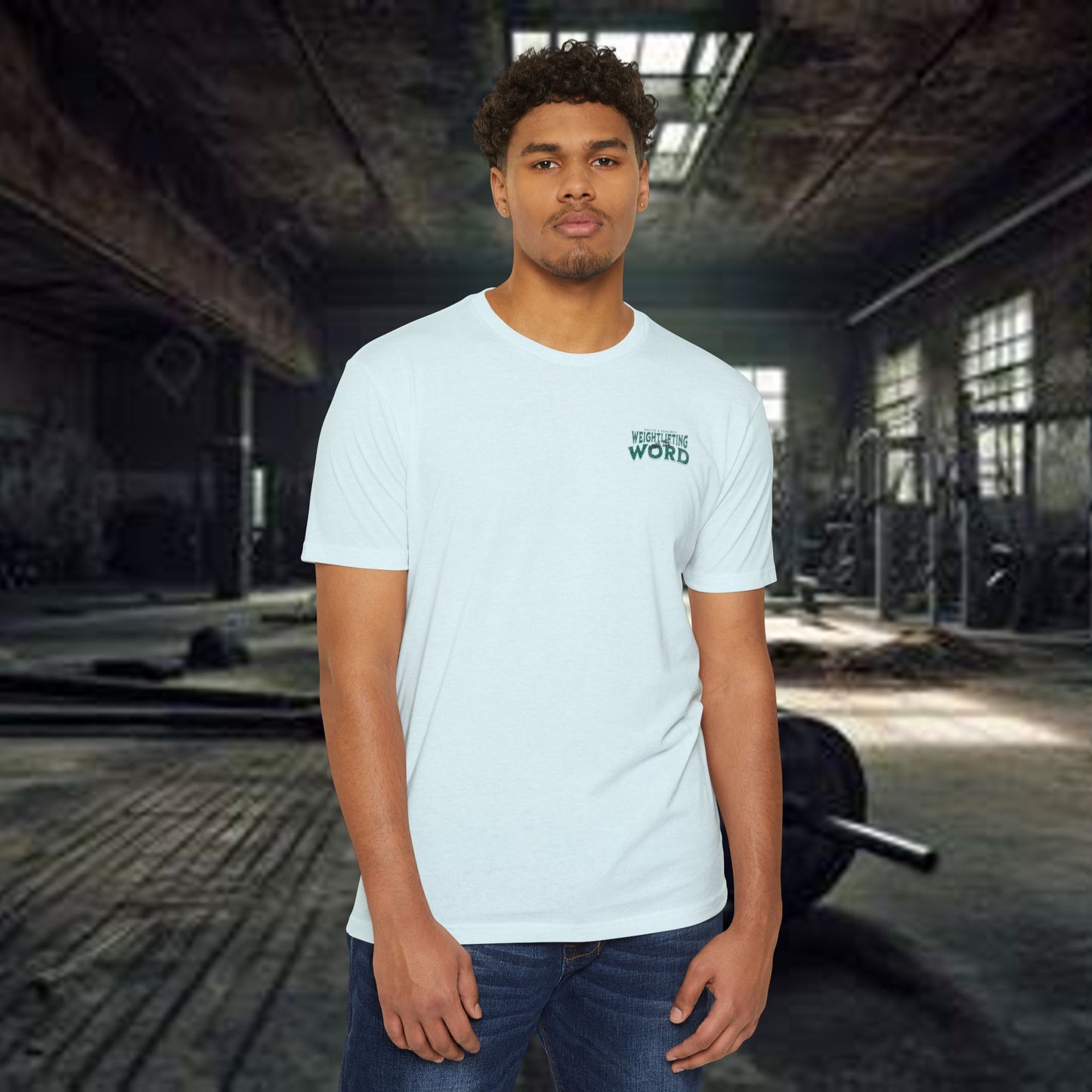 "Weightlifting with the Word" – Spiritual Spotter Tee (Next Level 6210)