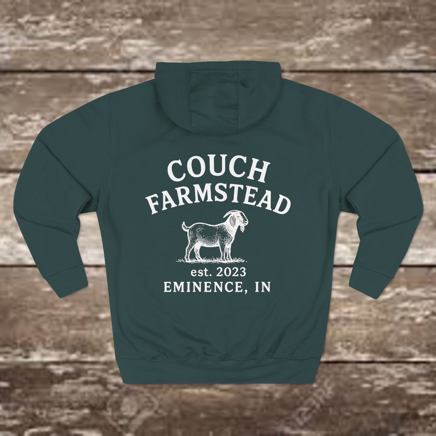 Couch Farmstead Hoodie — Vintage Goat Farm Logo Pullover