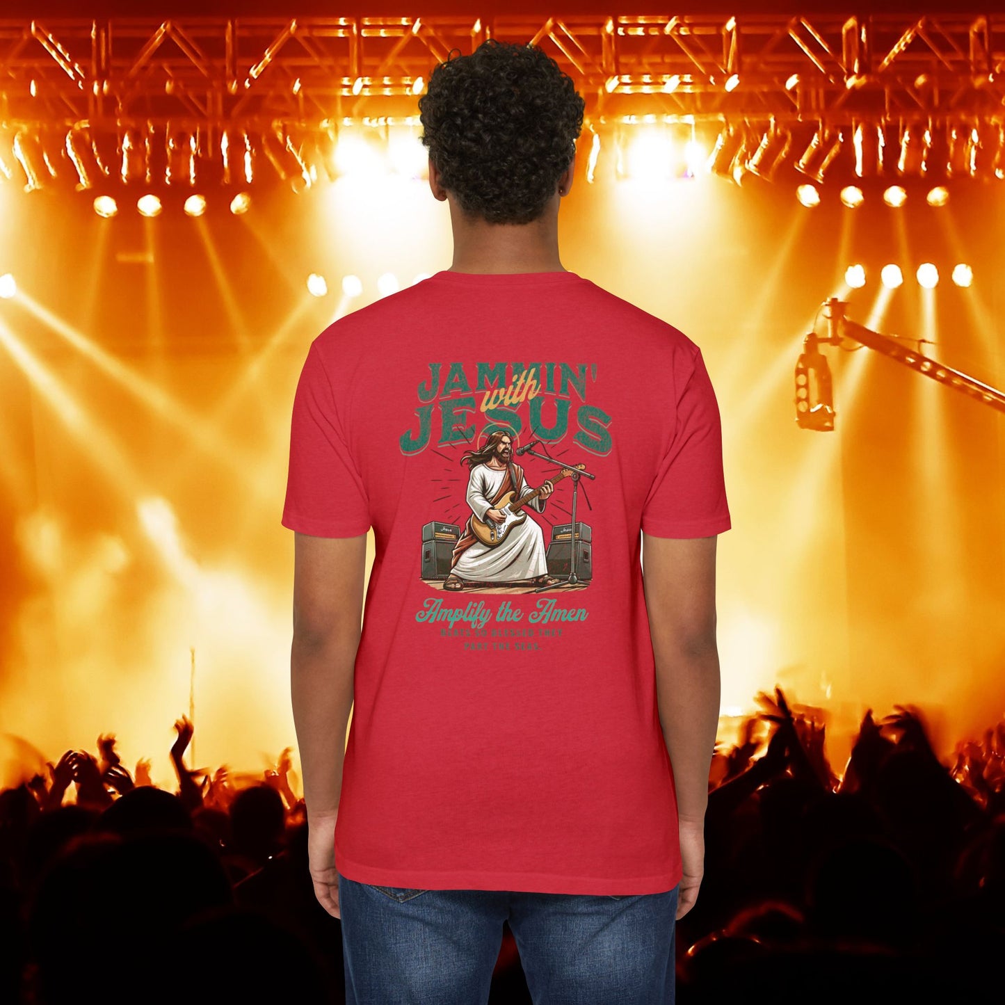 Jammin' Jesus Unisex CVC T-Shirt | Faith-Based Graphic Tee, Music Lover Gift, Casual Wear, Church Outing, Christian Apparel