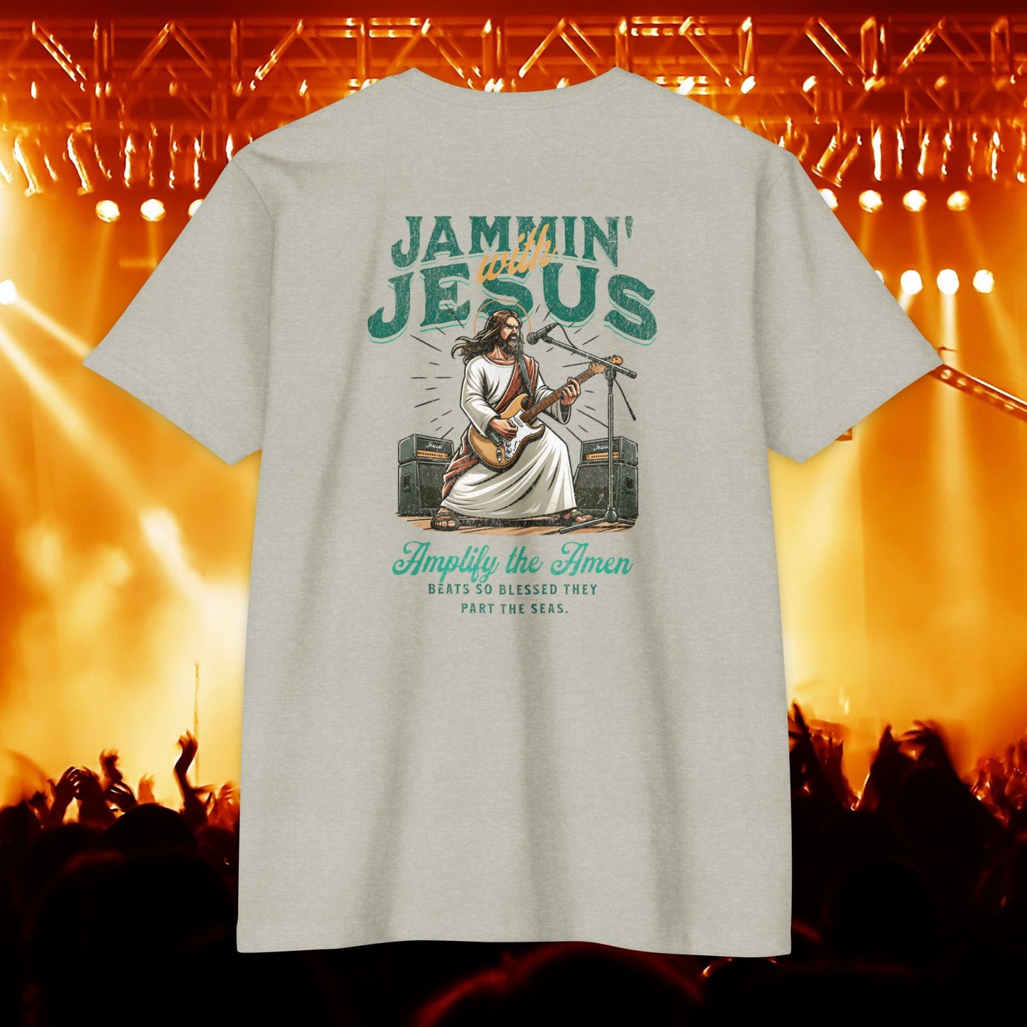 Jammin' Jesus Unisex CVC T-Shirt | Faith-Based Graphic Tee, Music Lover Gift, Casual Wear, Church Outing, Christian Apparel