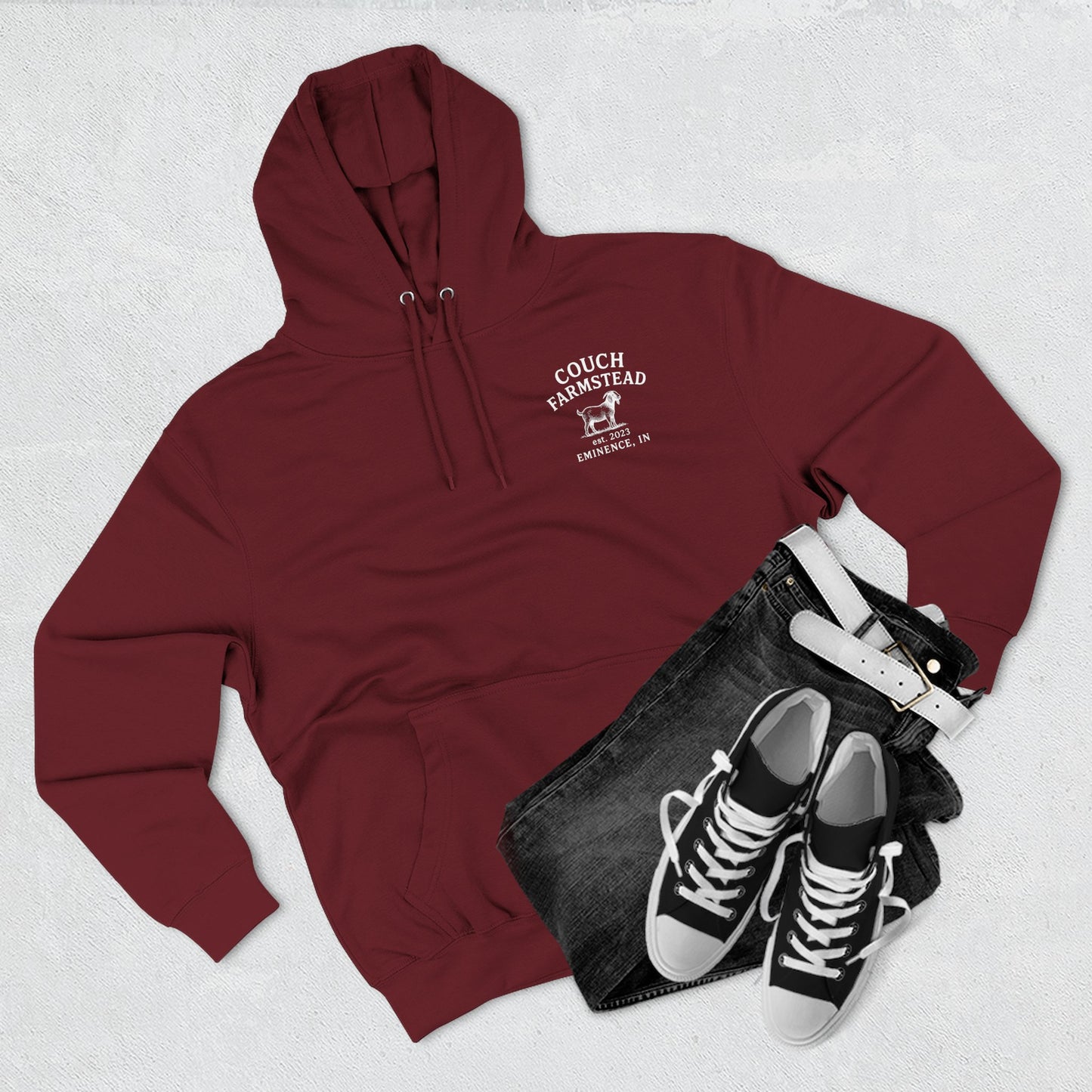 Couch Farmstead Hoodie — Vintage Goat Farm Logo Pullover