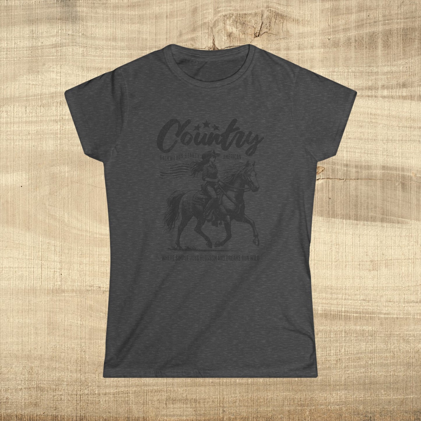Country Girl Horse Shirt Western Cowgirl Graphic Tee Backwoods Beauty Top