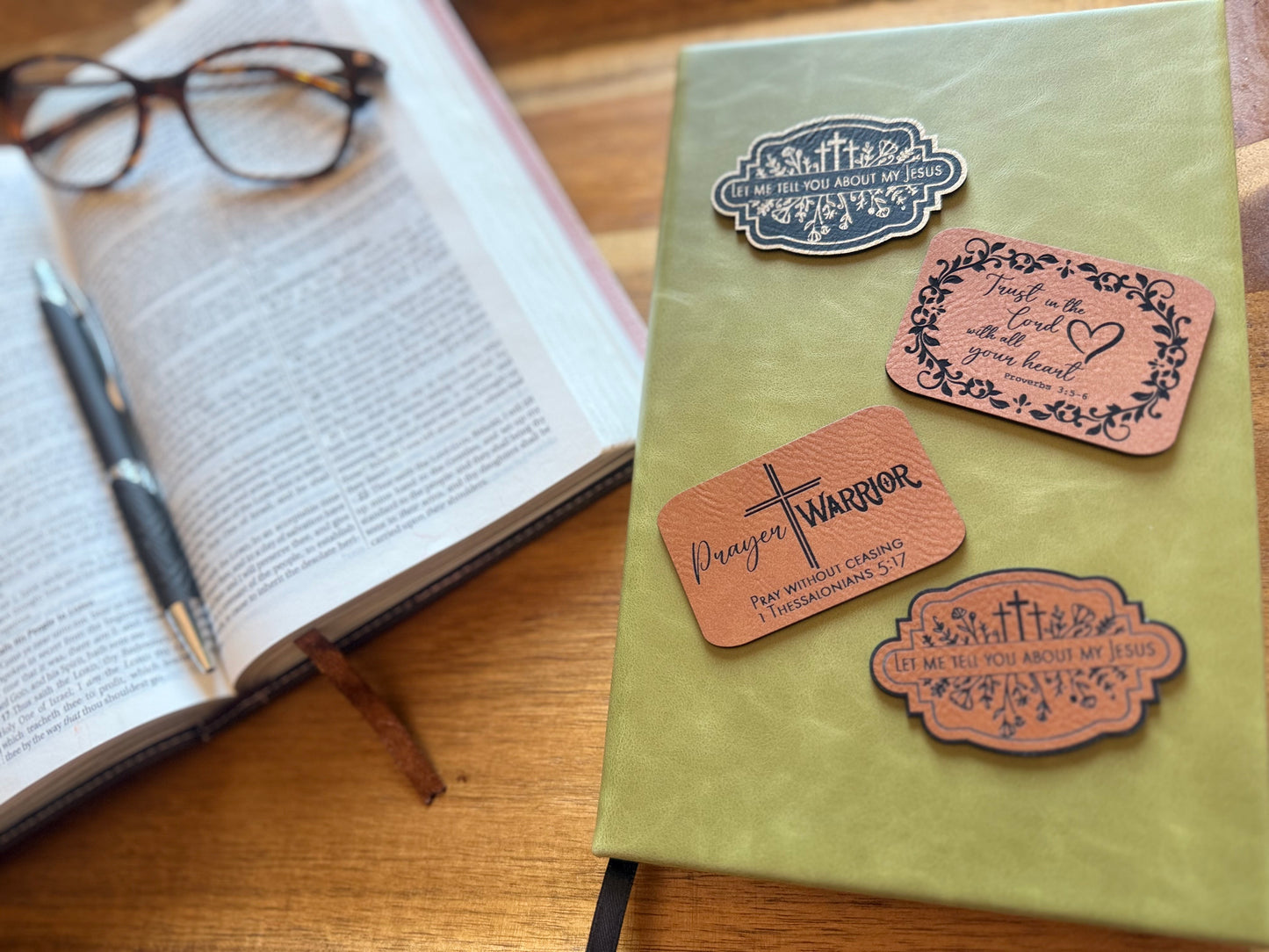 Faith-based pre-made patches Leather/Acrylic