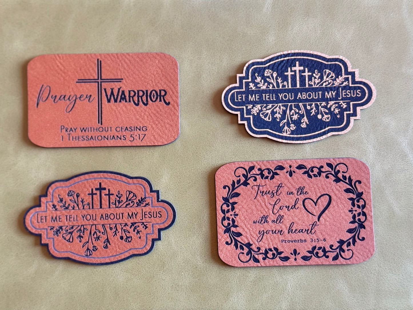 Faith-based pre-made patches Leather/Acrylic