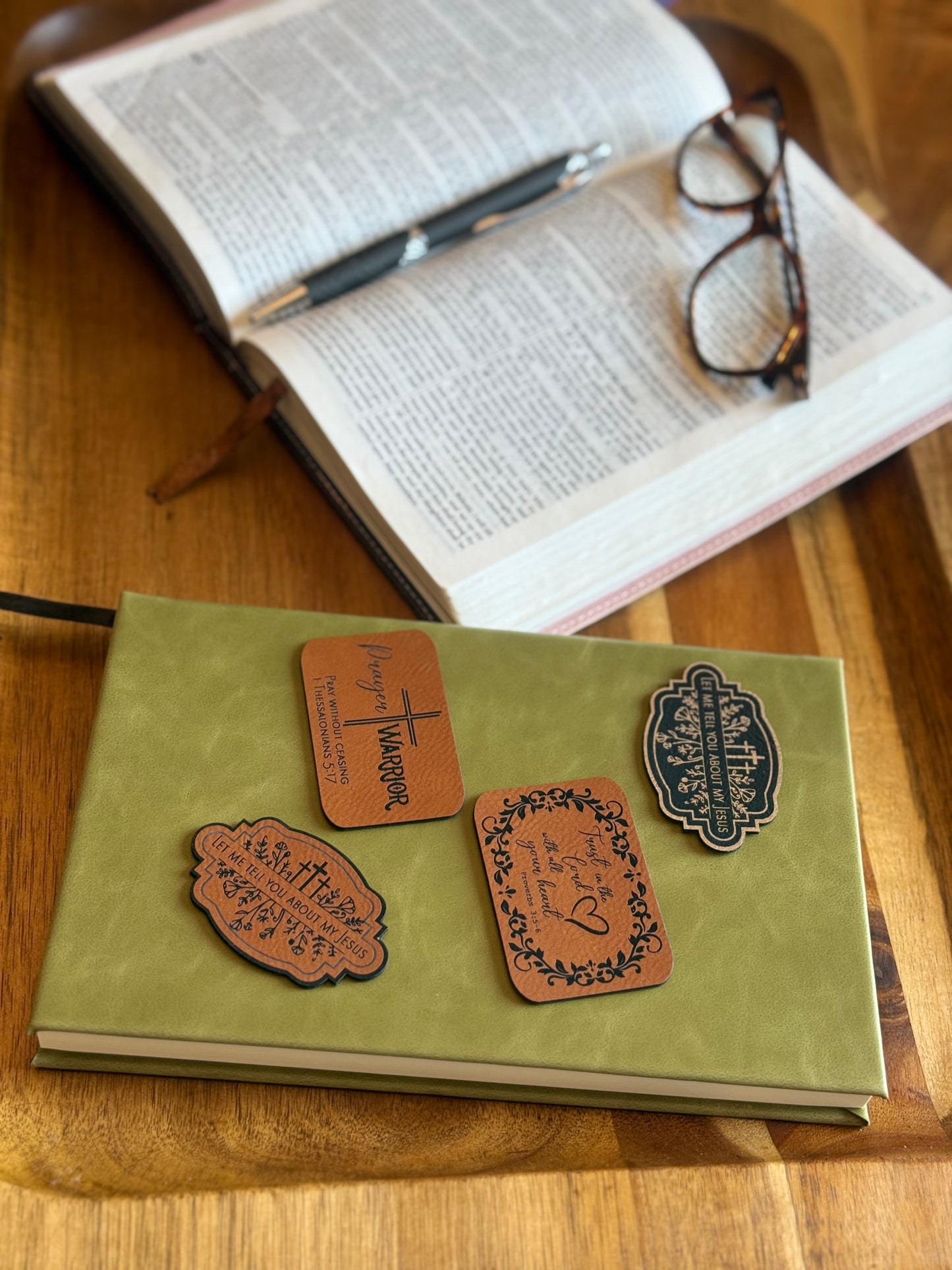 Faith-based pre-made patches Leather/Acrylic
